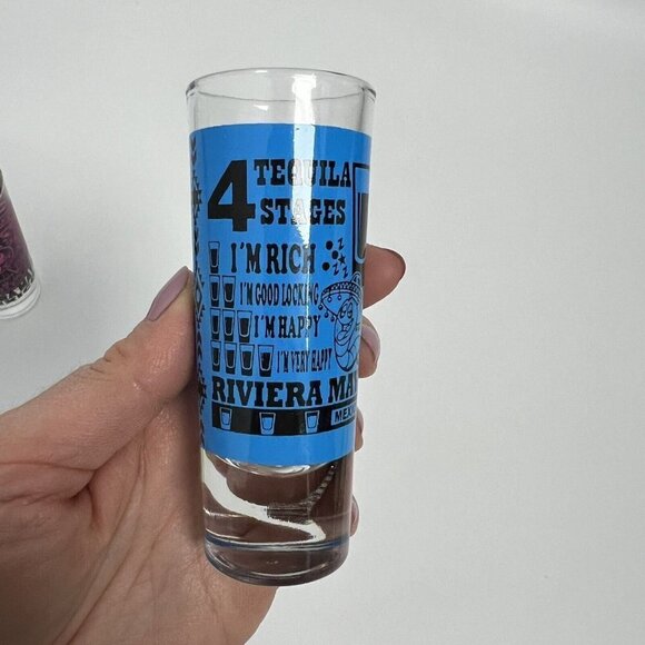 Set of 2 Souvenir 4" Tall Shot Glasses from  Riviera Maya Mexico New - Picture 3 of 7